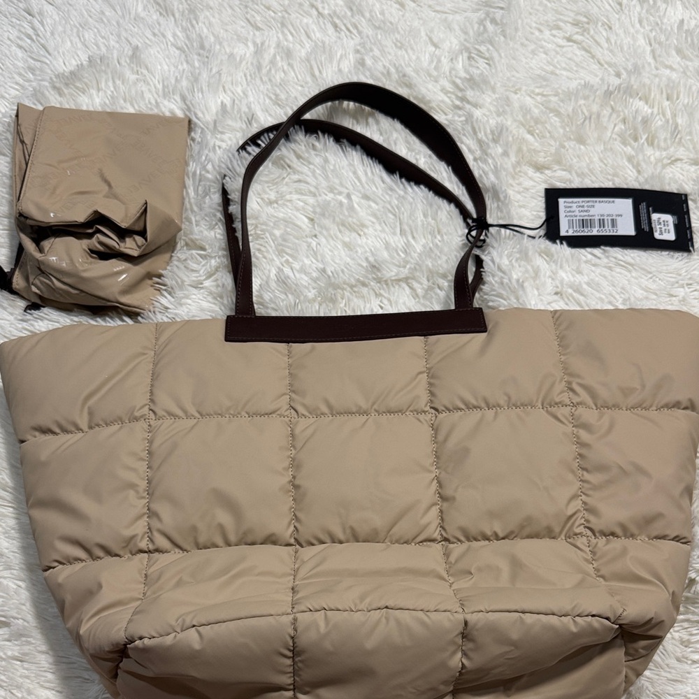 VEE Collective Elegant Cream Tote Bag with Brown Accents - Picture 4 of 5